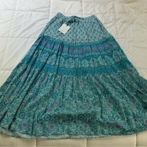 Spell utopia Blue Maxi A-Line Tiered Skirt for Casual Wear